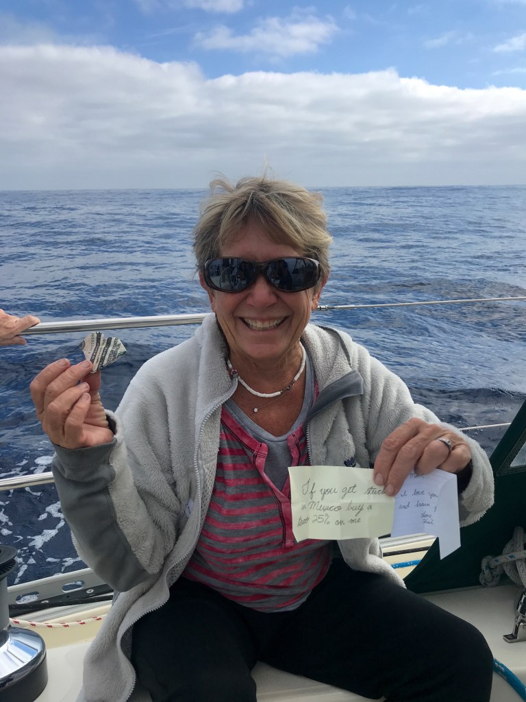 Diane finds a note from her daughter Leah hidden in her sweater pocket. It is $5 folded into a heart and the note says: If you get stuck in Mexico buy a taco 25% on me.